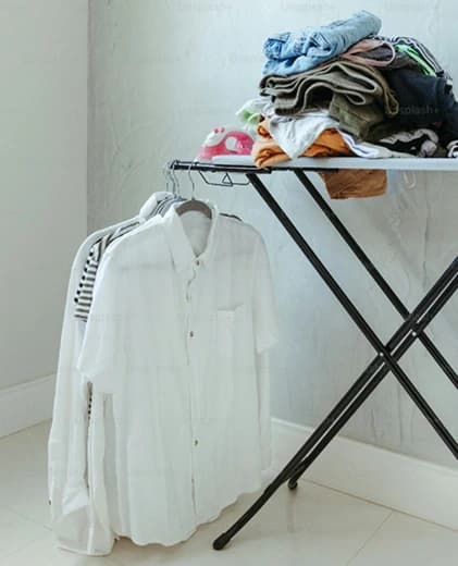 Clothes on drying rack